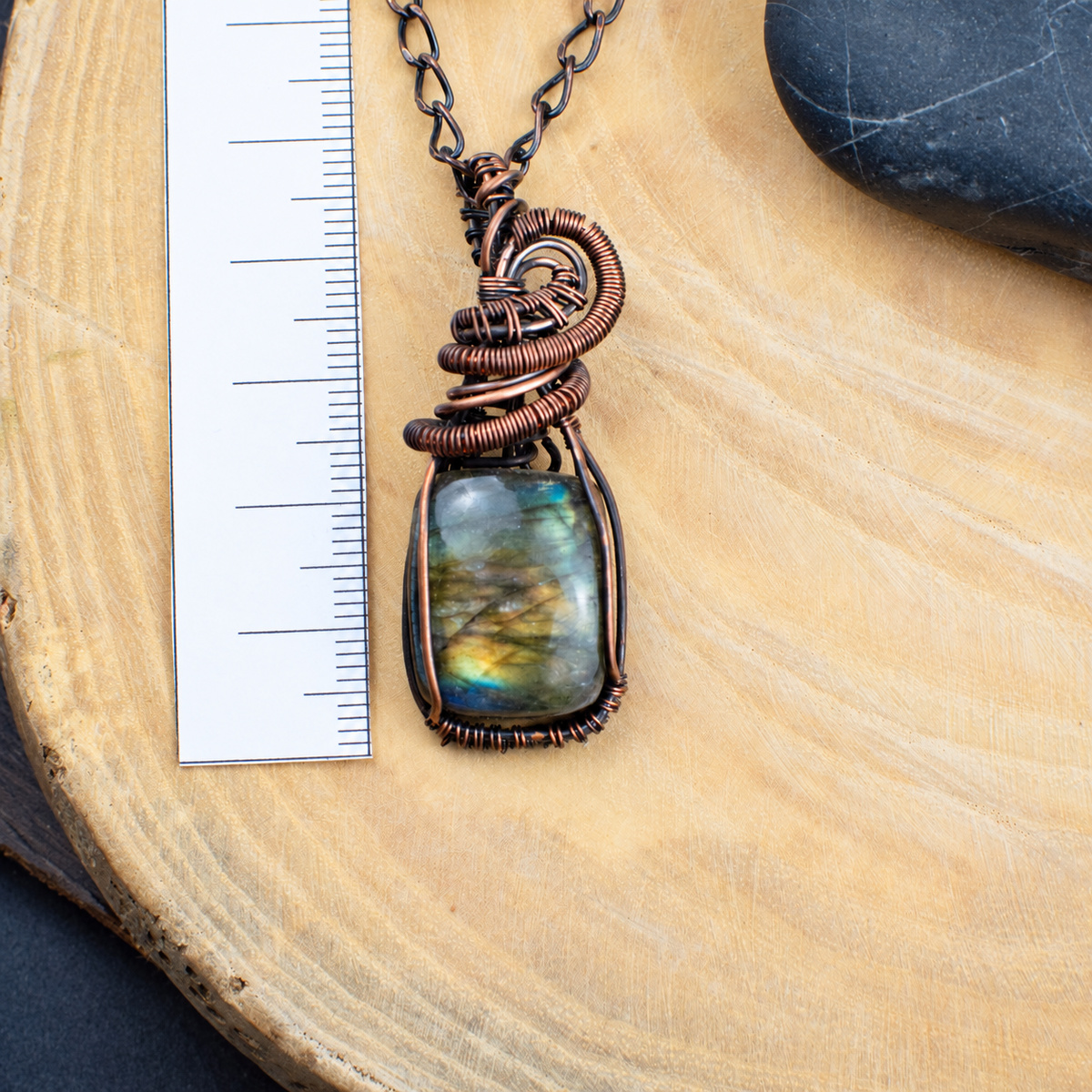Pendentif "Soléa" en Labradorite et Cuivre vieilli – Image 4