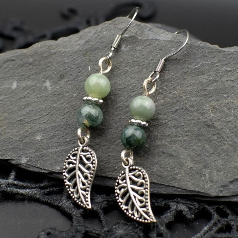 Boucles d'oreilles "Syléane" en Cuivre Silver-filled et Pierres naturelles