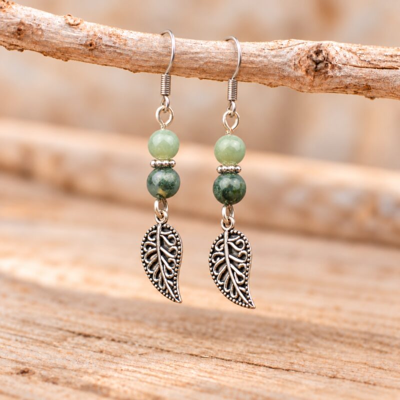 Boucles d'oreilles "Syléane" en Cuivre Silver-filled et Pierres naturelles