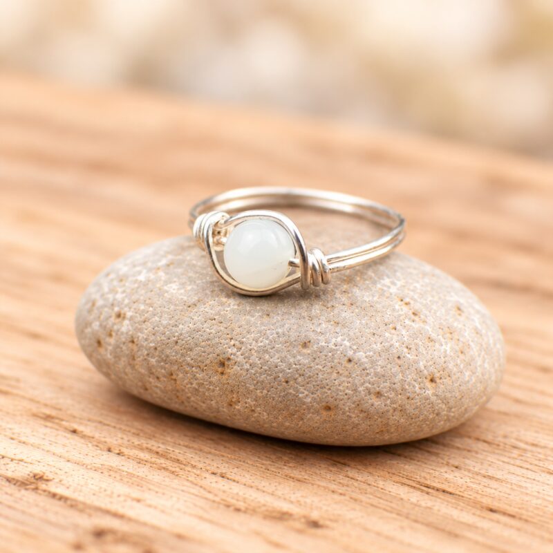 Bague "La Gardienne" en cuivre Silver-filled et Pierres naturelles