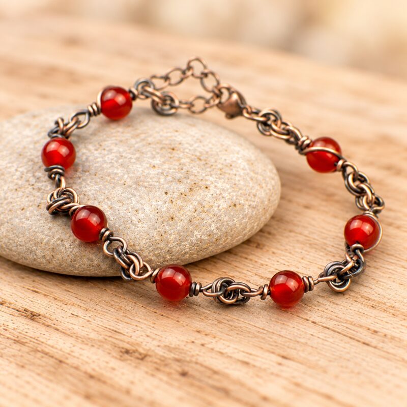 Bracelet "Le Lien des Âmes" en Cuivre vieilli et Pierres naturelles