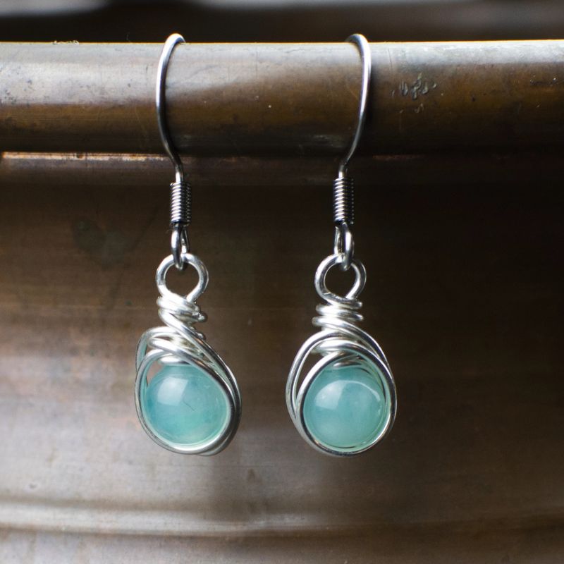 Boucles d'oreilles "Néolys" en Cuivre Silver-filled et Pierres naturelles