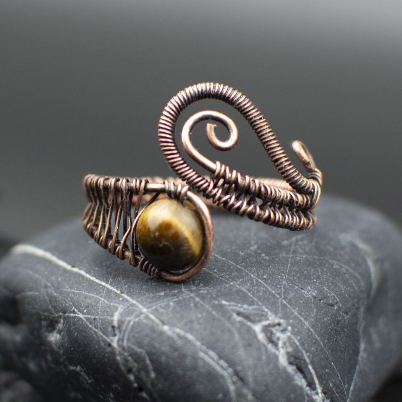 Bague "Elaris" en Cuivre Vieilli et Pierre naturelle