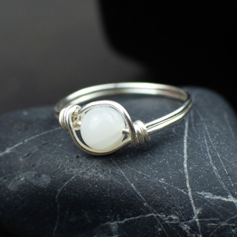 Bague "La Gardienne" en cuivre Silver-filled et Pierres naturelles
