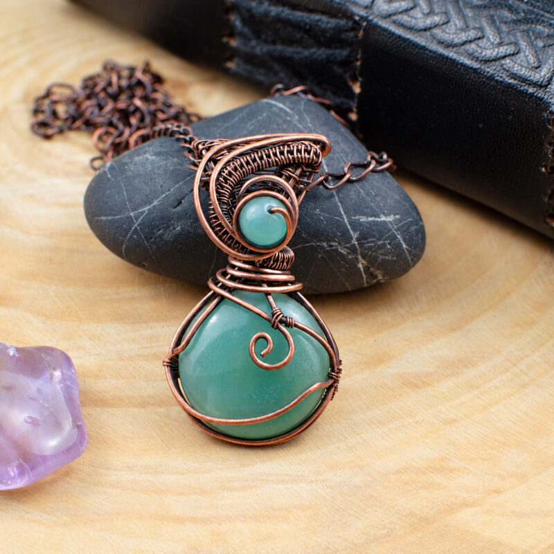 Pendentif "Potion des Etoiles" en Amazonite et Cuivre vieilli