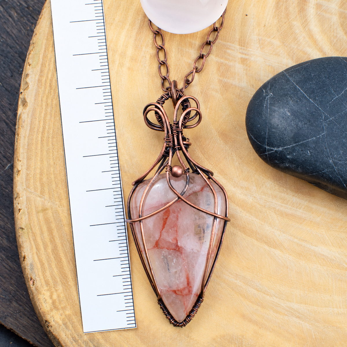 Pendentif "Morréa" en Quartz Hématoïde et Cuivre vieilli – Image 4