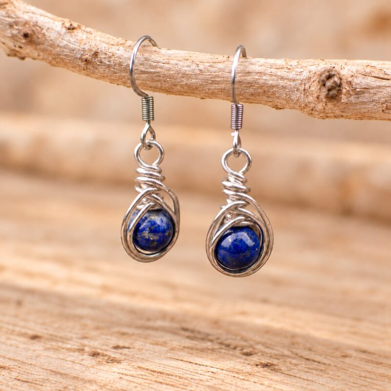 Boucles d'oreilles "Néolys" en Cuivre Silver-filled et Pierres naturelles