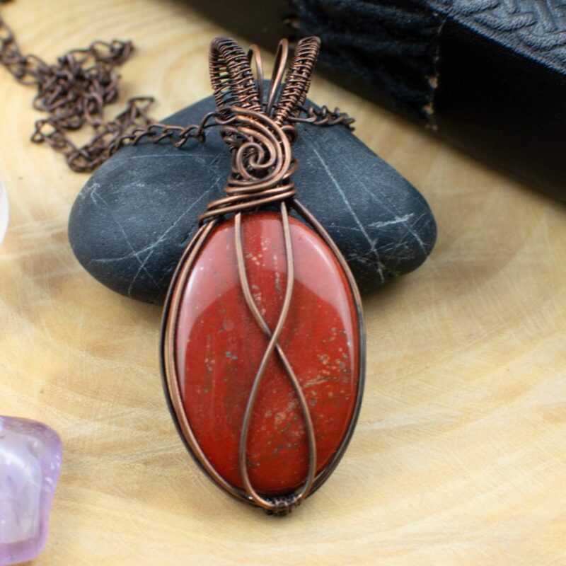 Pendentif "Or des Fées " - Jaspe rouge et Cuivre vieilli
