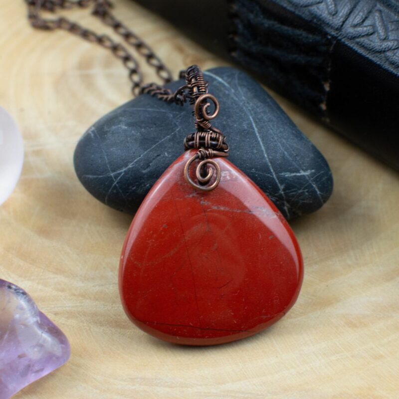 Pendentif "Rosée d’Or " - Jaspe rouge et Cuivre vieilli
